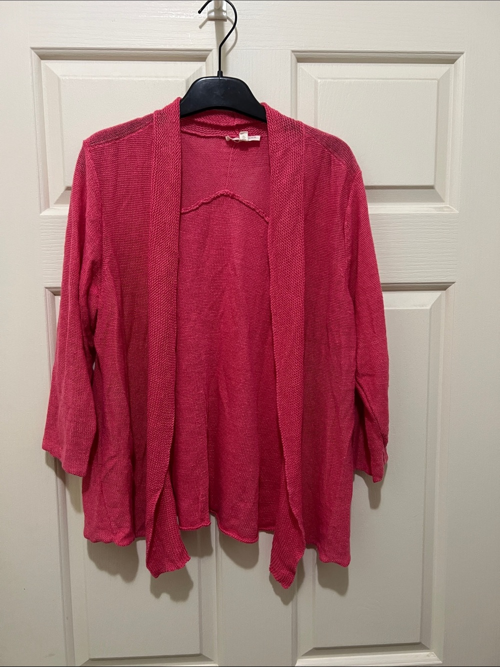 Eileen Fisher Open-Front Pink Knit Cardigan Sweater (sz pm)